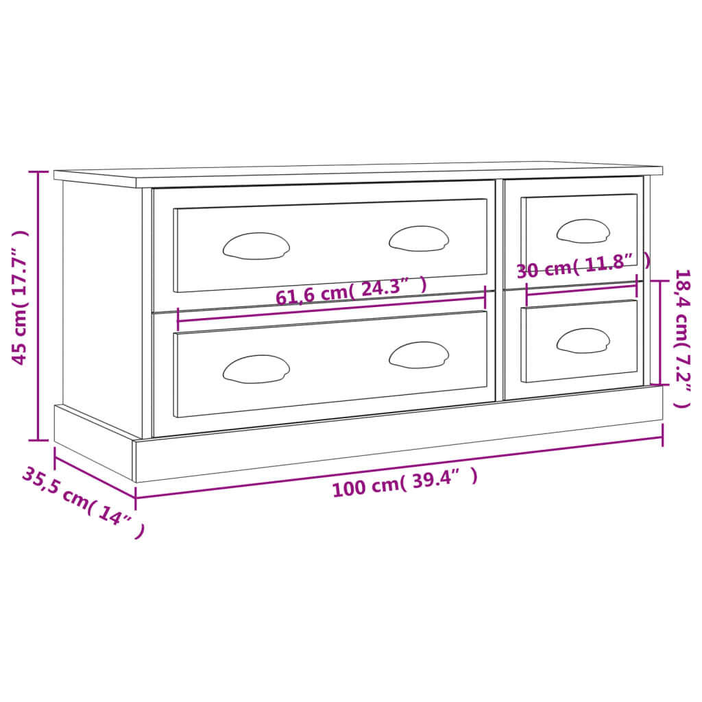 vidaXL Έπιπλο Τηλεόρασης Γκρι Sonoma 100x35,5x45 εκ. Επεξ. Ξύλο