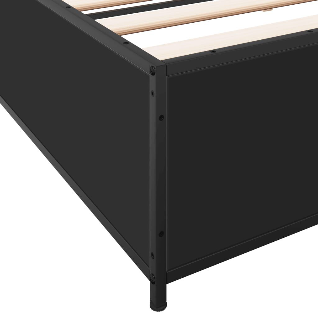 vidaXL Πλαίσιο Κρεβατιού Μαύρο 160 x 200 εκ. Επεξ. Ξύλο & Μέταλλο