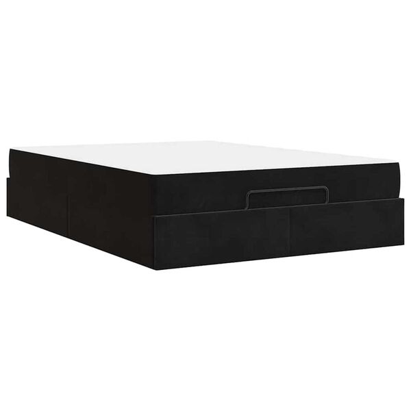 vidaXL Σκελετός Κρεβατιού με στρώμα Μαύρο 140 x 200 cm Βελούδο