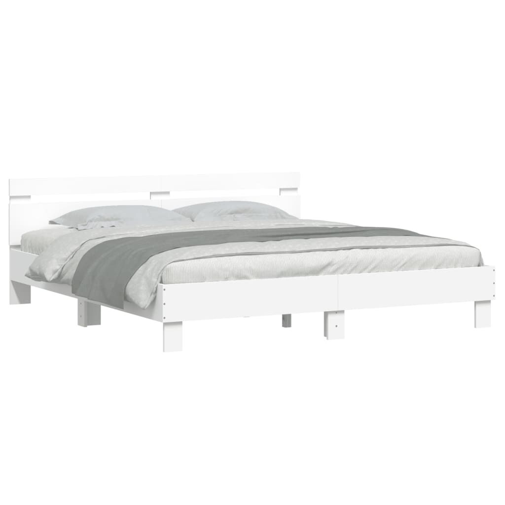 vidaXL Πλαίσιο Κρεβατιού με Κεφαλάρι/LED Λευκό 160x200 εκ.