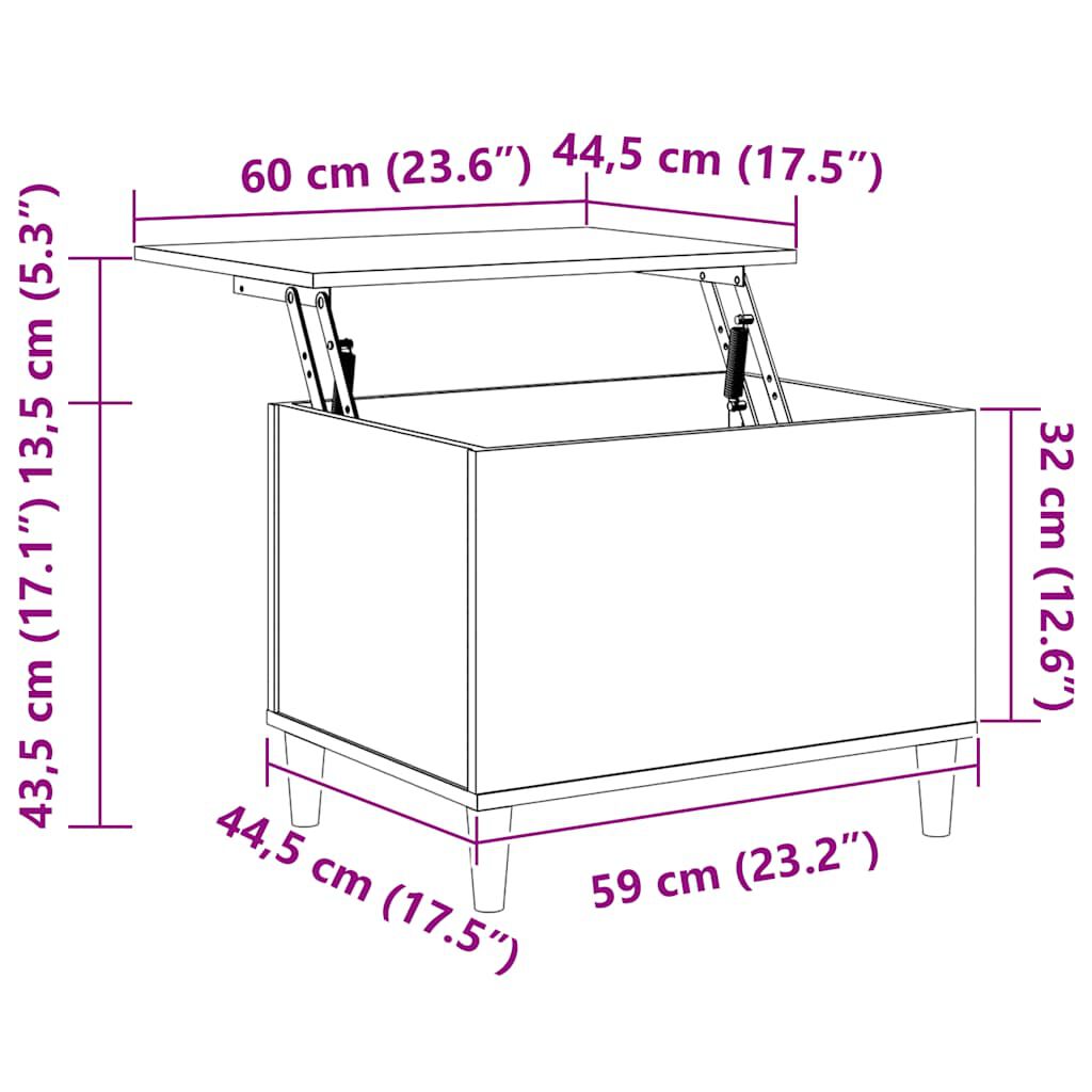 vidaXL Τραπεζάκι Σαλονιού Sonoma Δρυς 60x44,5x45εκ. Επεξεργασμένο Ξύλο
