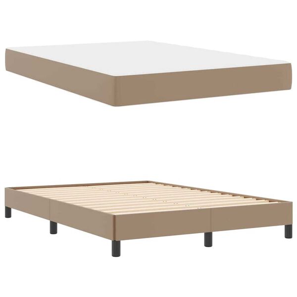 vidaXL Κρεβάτι με στρώμα Καπουτσίνο 160 x 200 cm Τεχνητό δέρμα