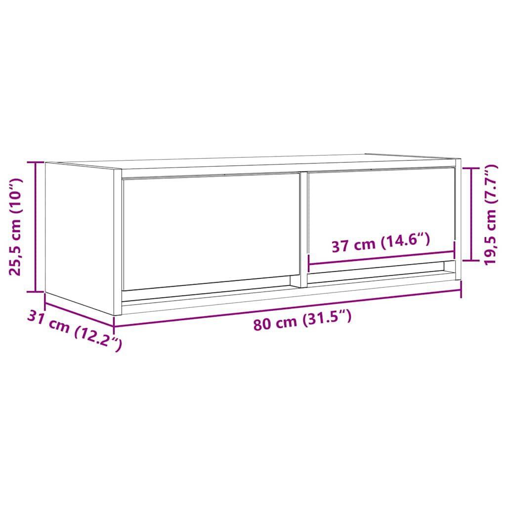 vidaXL Έπιπλο Τηλεόρασης Γκρι Σκυροδέματος 80x31x25,5εκ. Επεξεργ. Ξύλο