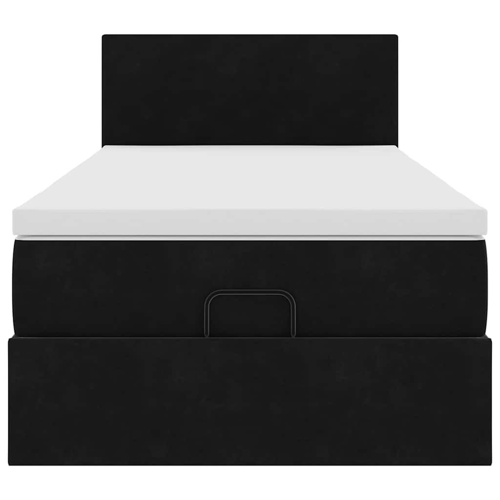 vidaXL Οθωμανικό κρεβάτι με στρώμα & LEDs Μαύρο 90x190cm Velvet