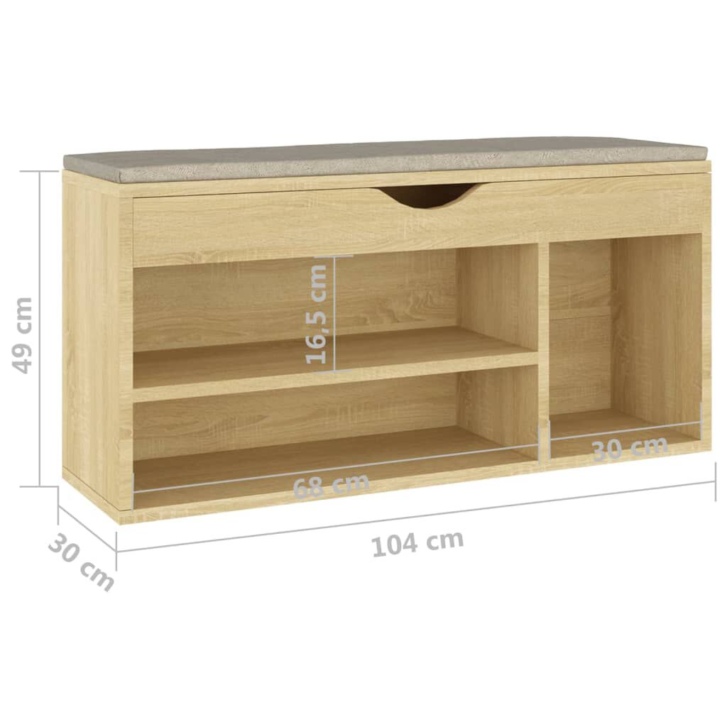 vidaXL Παπουτσοθήκη Sonoma Δρυς 104x30x49εκ Επεξεργασμένο Ξύλο