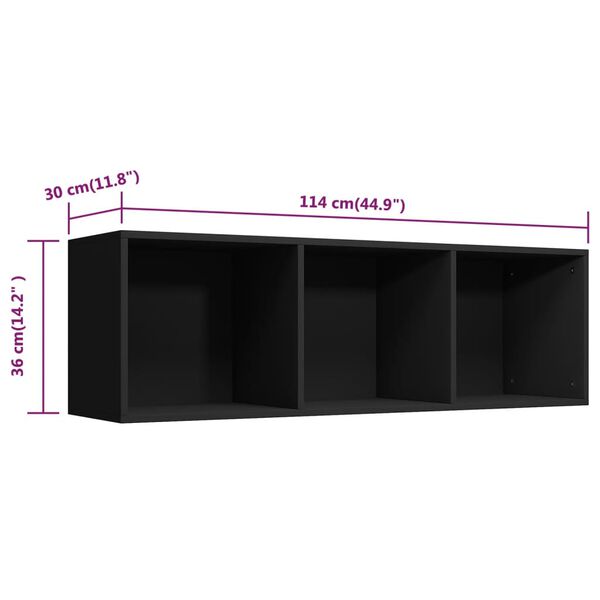 vidaXL Βιβλιοθήκη/Έπιπλο Τηλεόρασης Μαύρο 36x30x114 εκ. Μοριοσανίδα
