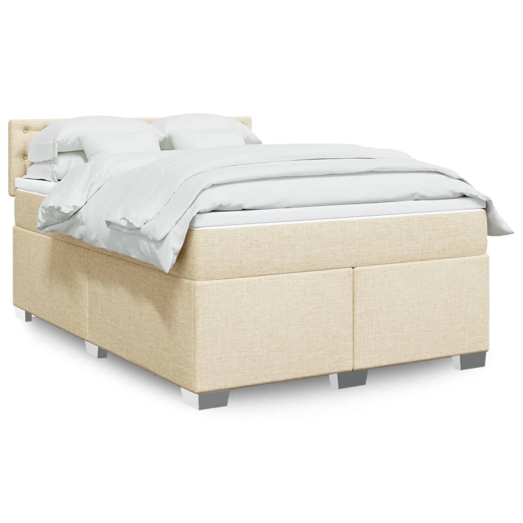 vidaXL Κρεβάτι Boxspring με Στρώμα Κρεμ 160x200 εκ. Υφασμάτινο