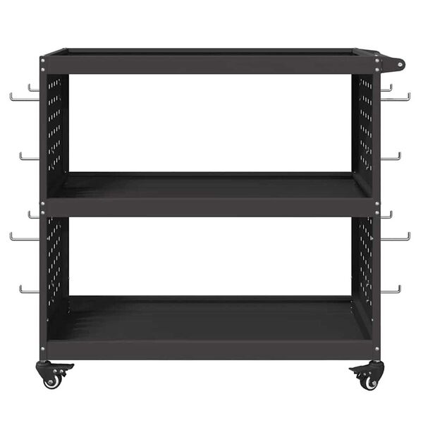 vidaXL Καρότσι εργαλείων με ράφι Μαύρο 75 x 35 x 73 εκ. Κρύα χάλυβας