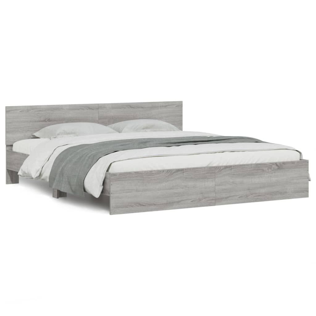 vidaXL Πλαίσιο Κρεβατιού με Κεφαλάρι Γκρι Sonoma 180x200 εκ.