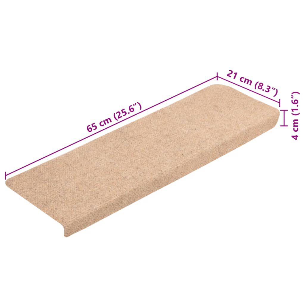 vidaXL Πατάκια Σκάλας 5 τεμ. Καφέ 65x21x4 εκ. Βελονιασμένα