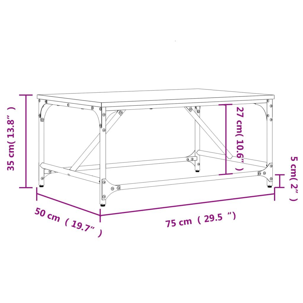 vidaXL Τραπεζάκι Σαλονιού Μαύρο 75 x 50 x 35 εκ. από Επεξεργ. Ξύλο