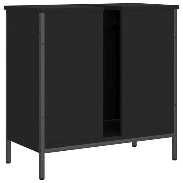 vidaXL Ντουλάπι Νιπτήρα Μπάνιου Μαύρο 60x30x60 εκ. Επεξεργασμένο Ξύλο