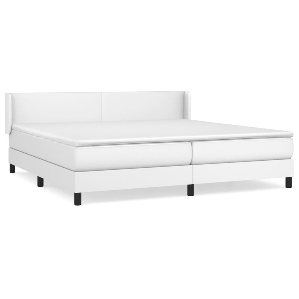 vidaXL Κρεβάτι Boxspring με Στρώμα Λευκό 200x200 εκ. Συνθετικό Δέρμα