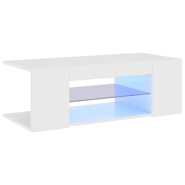 vidaXL Έπιπλο Τηλεόρασης με LED Γυαλιστερό Λευκό 90x39x30 εκ.