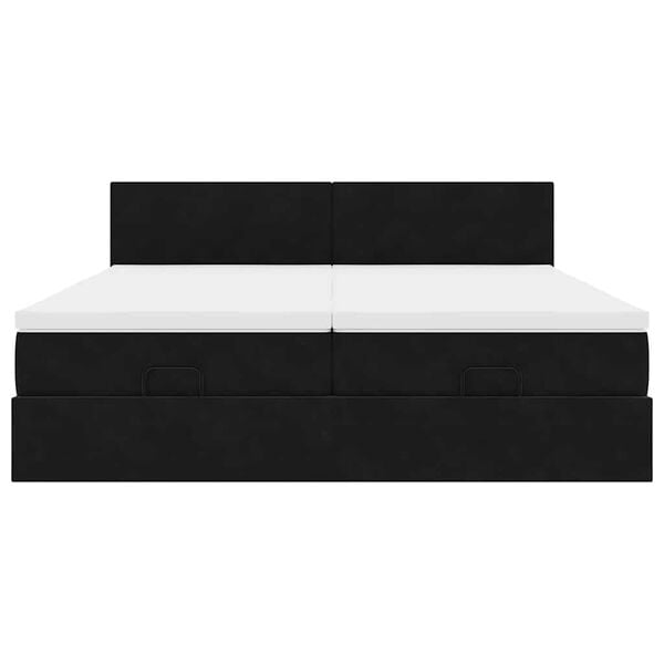 vidaXL Οθωμανικό κρεβάτι με στρώματα Μαύρο 200x200cm Velvet
