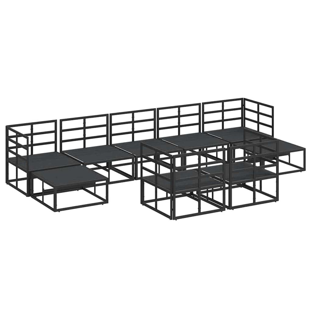 vidaXL Σετ Καναπέ Κήπου με μαξιλάρι 9 pcs Μαύρο Αλουμίνιο