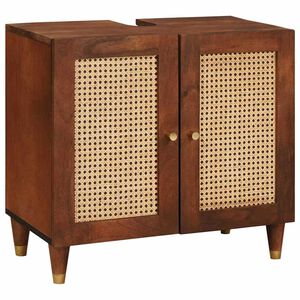 vidaXL Ντουλάπι νιπτήρα με ράφι με αποθήκευση Καστανό 62 x 33 x 58 εκ.