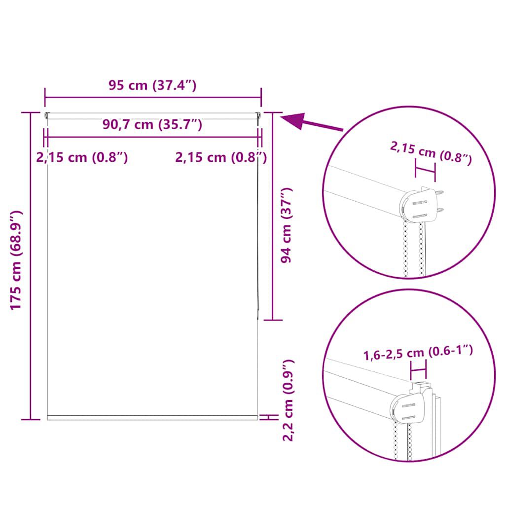 vidaXL Ρολέρ Μπλακάουτ Λευκό 95x175 εκ. Πλάτος υφάσματος 90,7 εκ.
