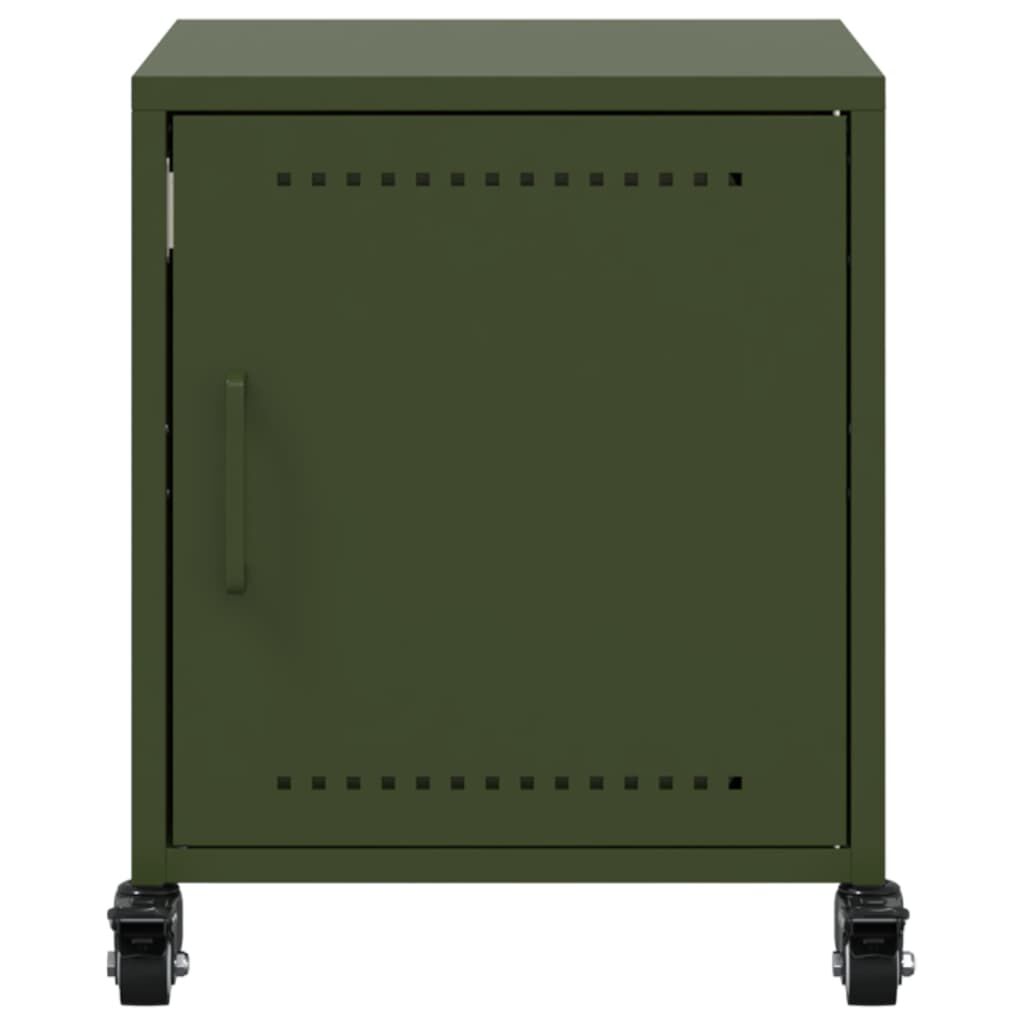 vidaXL Κομοδίνα 2 τεμ. Πράσινο Λαδί 36x39x43,5 εκ. από Χάλυβα