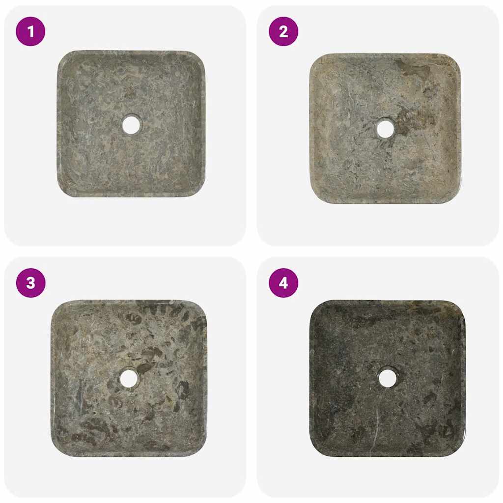 vidaXL Νιπτήρας Γκρι 40 x 40 x 10 εκ. Μαρμάρινος
