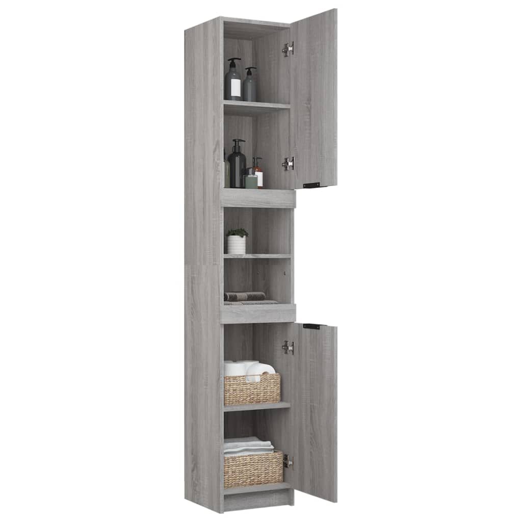 vidaXL Ντουλάπι Μπάνιου Γκρι Sonoma 32x34x188,5 εκ. Επεξεργασμένο Ξύλο