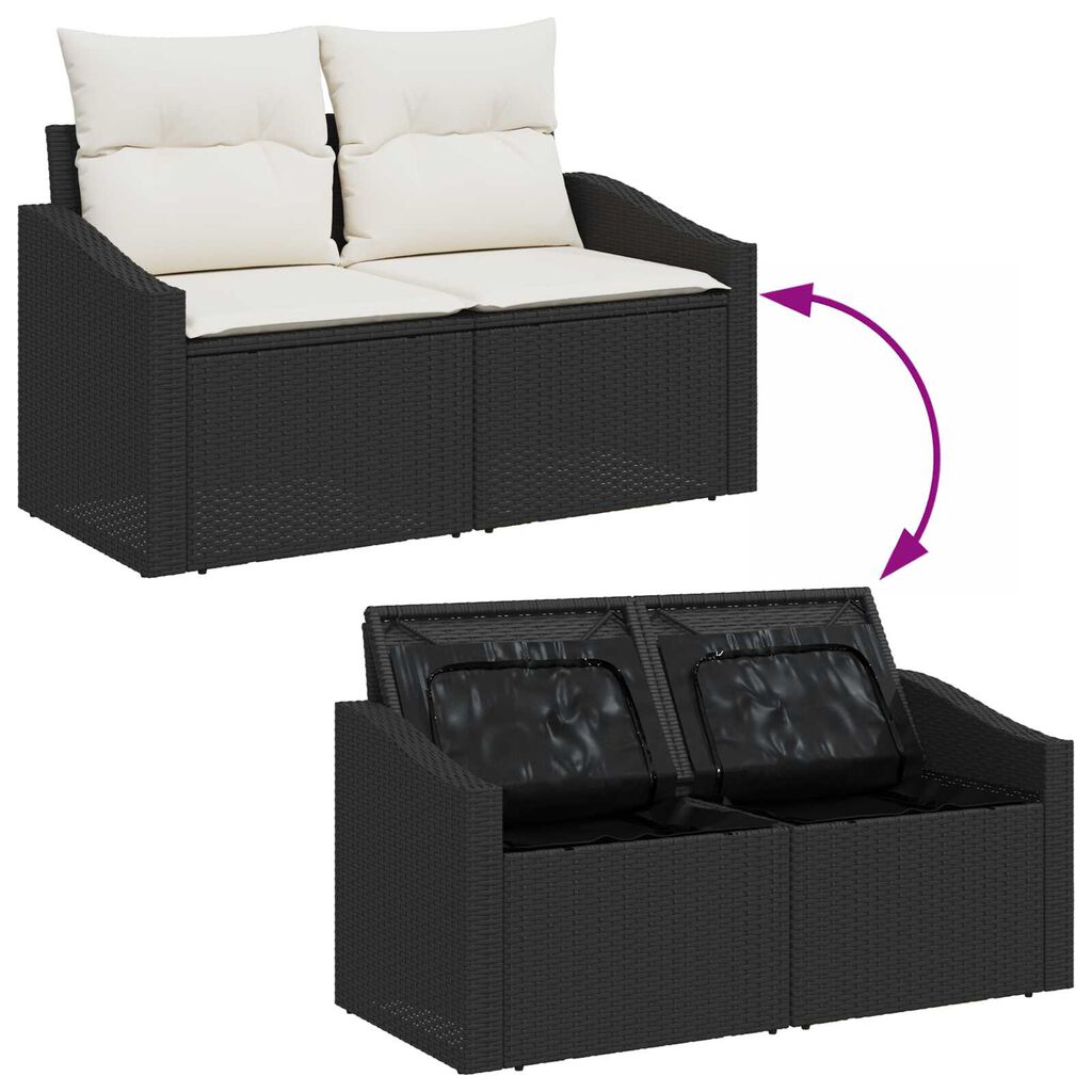 vidaXL Σετ Καναπέ Κήπου Ρυθμιζόμενο ύψος 6 pcs Μαύρο συνθετικό ρατάν