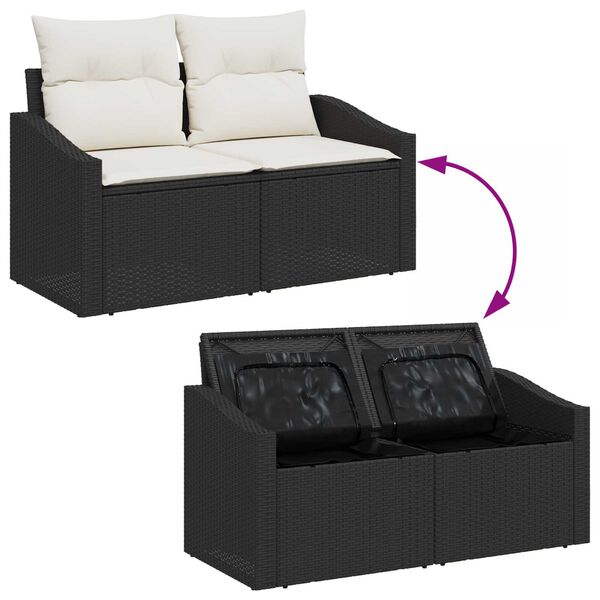 vidaXL Σετ Καναπέ Κήπου Ρυθμιζόμενο ύψος 6 pcs Μαύρο συνθετικό ρατάν