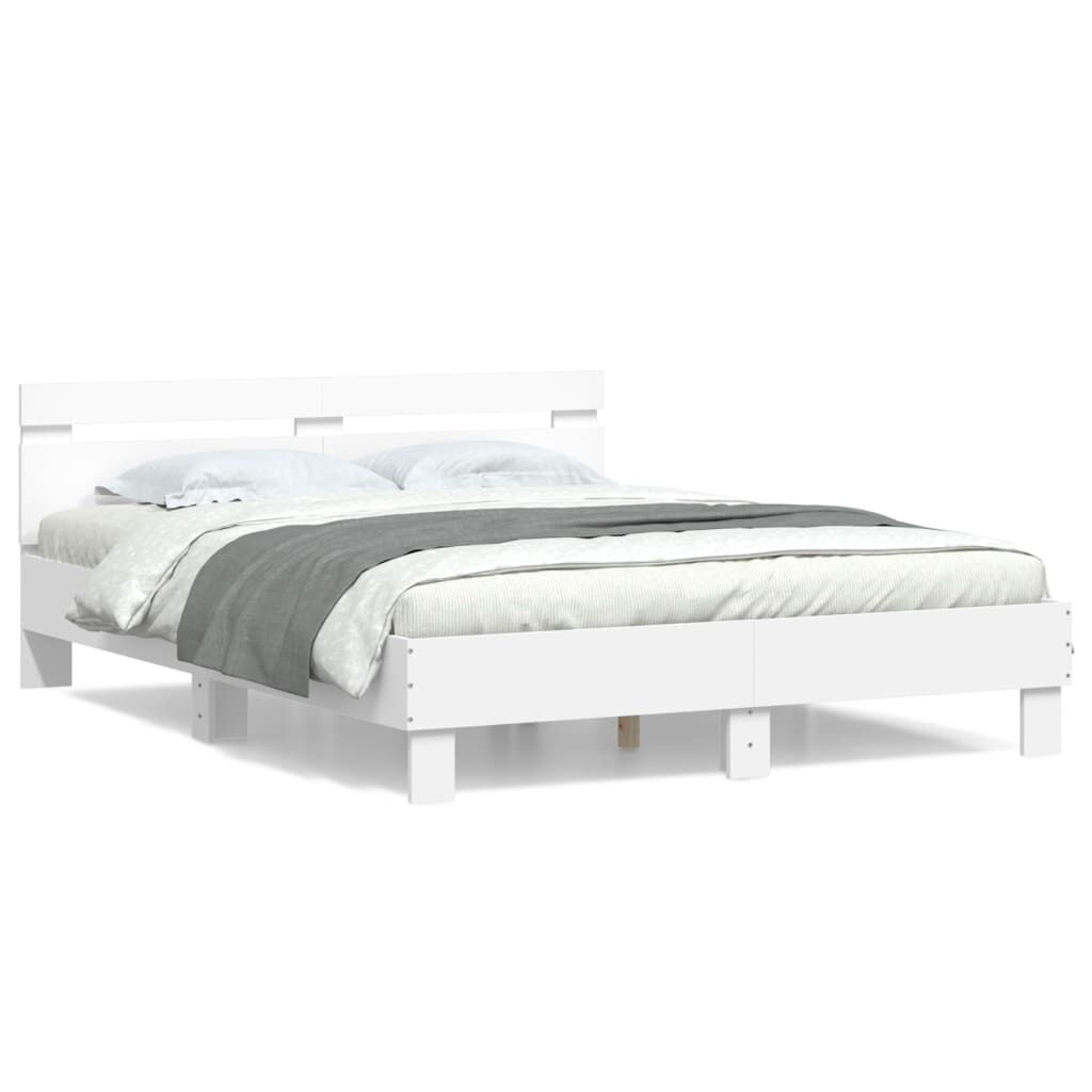 vidaXL Πλαίσιο Κρεβατιού με Κεφαλάρι Λευκό 140x200 εκ. Επεξ. Ξύλο