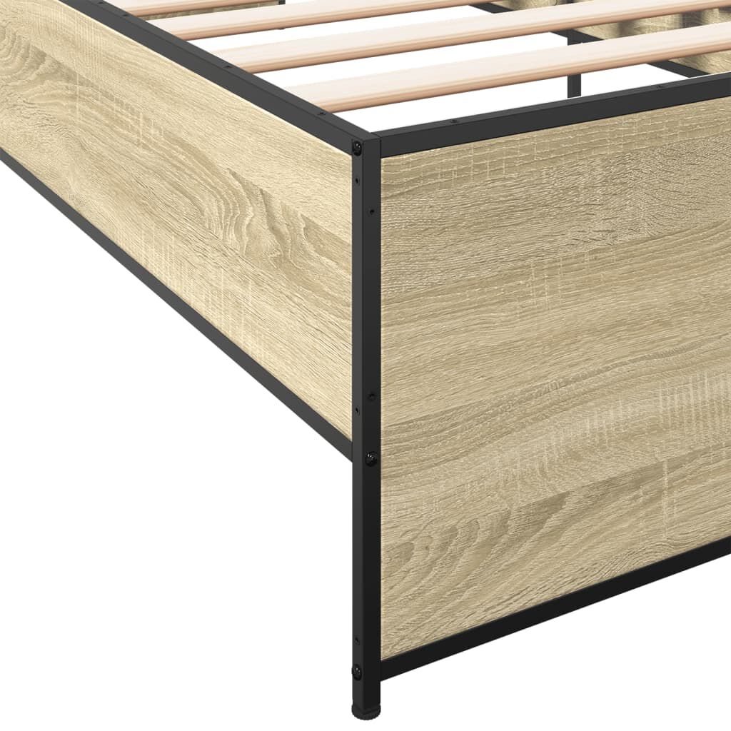 vidaXL Πλαίσιο Κρεβατιού Sonoma Δρυς 90x200 εκ. Επεξ. Ξύλο & Μέταλλο