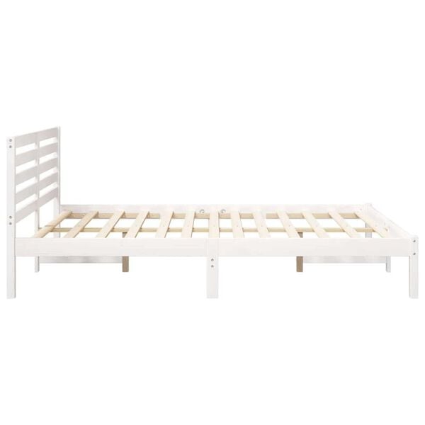 vidaXL Σκελετός Κρεβατιού Λευκό 150 x 200 cm Μασίφ ξύλο πεύκου