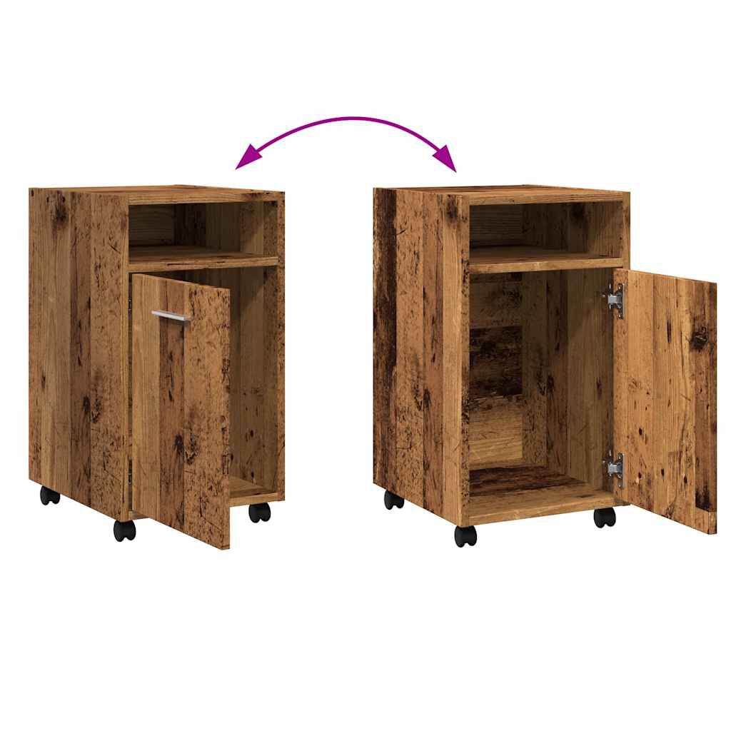 vidaXL Ντουλάπι με ρόδες Παλιό ξύλο 33x38x60 cm Ξύλο μηχανής