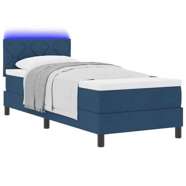 vidaXL Κρεβάτι με ελατήρια με στρώμα Μπλε 80 x 200 cm ύφασμα