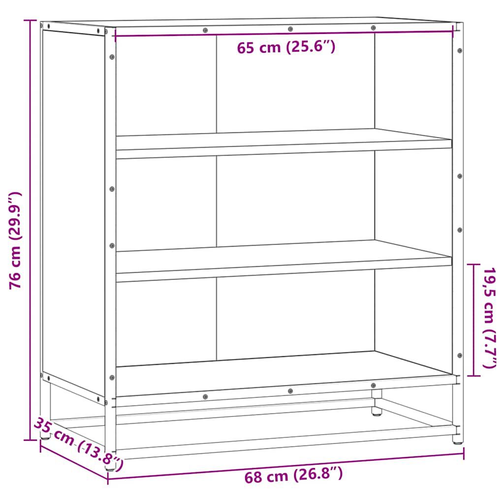 vidaXL Sideboard καφέ δρυς 68x35x76 cm Κατασκευασμένο ξύλο και μέταλλο