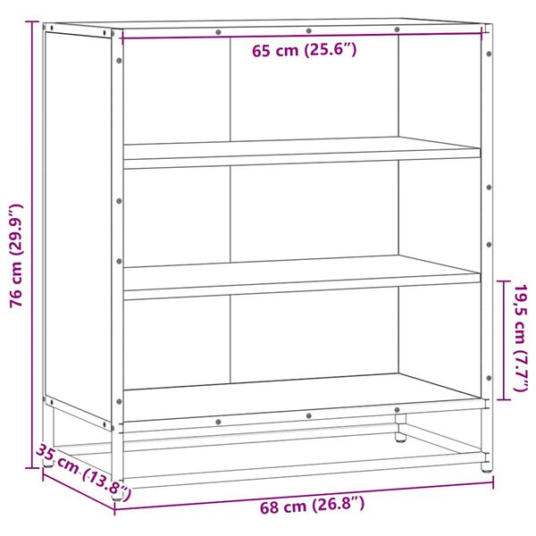 vidaXL Sideboard καφέ δρυς 68x35x76 cm Κατασκευασμένο ξύλο και μέταλλο
