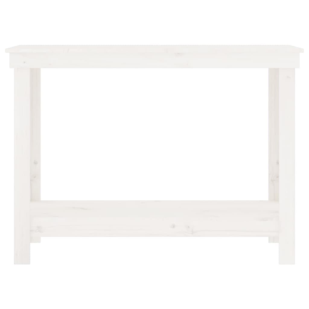 vidaXL Πάγκος Εργασίας Λευκός 110x50x80 εκ. από Μασίφ Ξύλο Πεύκου