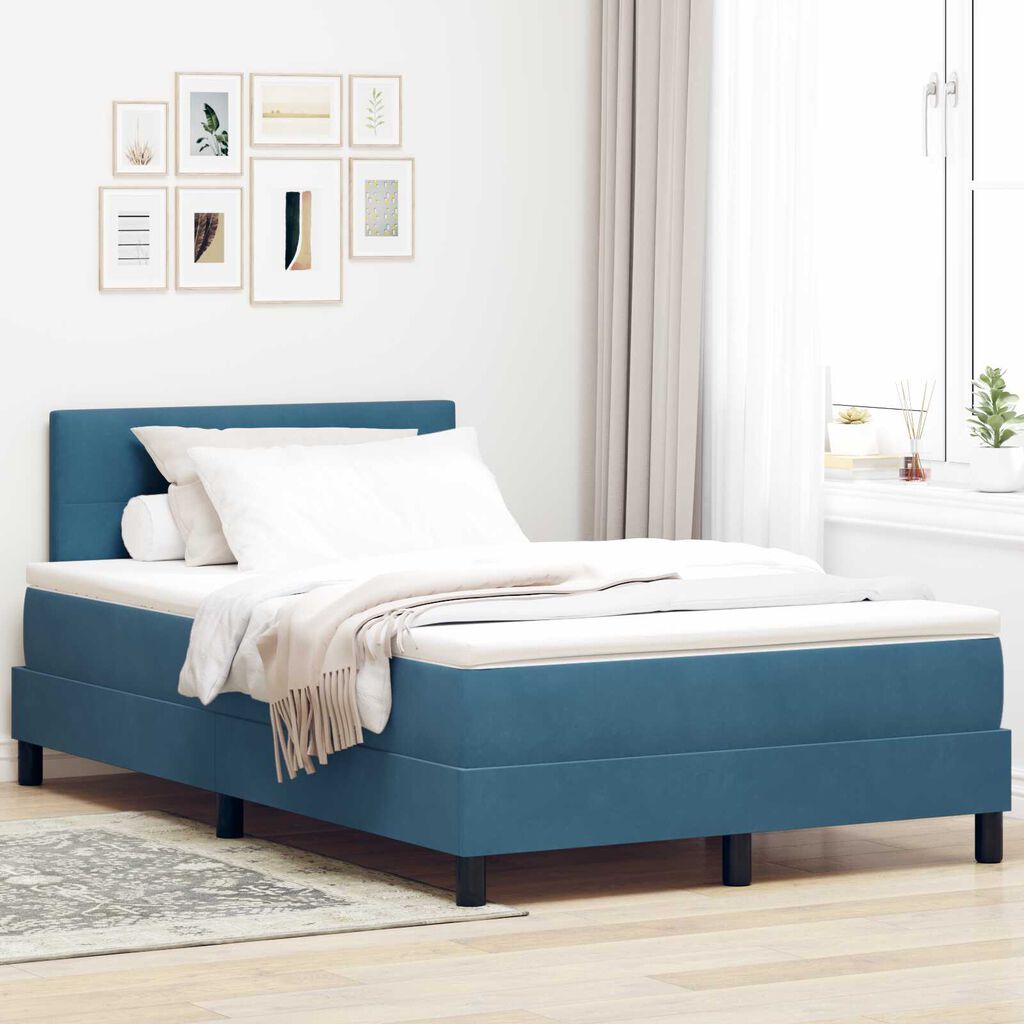 vidaXL Κρεβάτι με ελατήρια με στρώμα Μπλε 120 x 190 cm Βελούδο