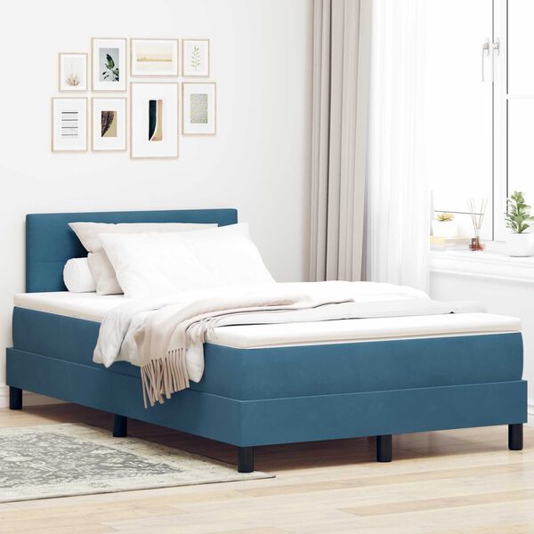 vidaXL Κρεβάτι με ελατήρια με στρώμα Μπλε 120 x 190 cm Βελούδο
