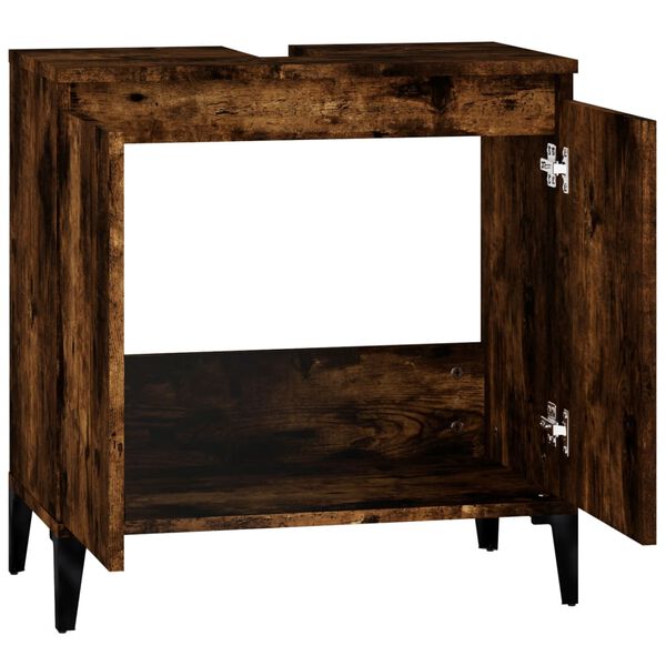 vidaXL Ντουλάπι Νιπτήρα Καπνιστή Δρυς 58x33x60 εκ. Επεξεργ. Ξύλο