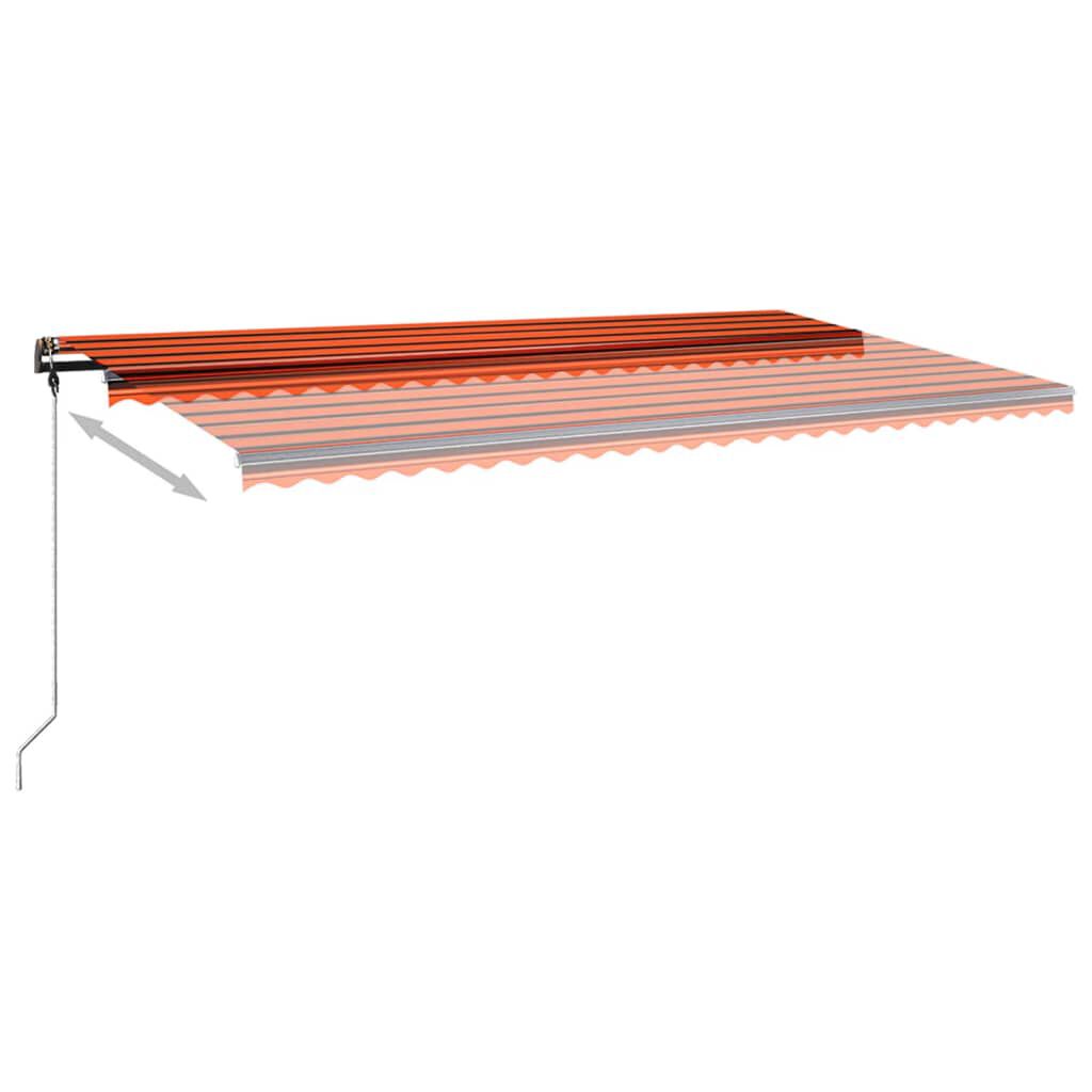 vidaXL Τέντα Συρόμενη Χειροκίνητη με LED Πορτοκαλί/Καφέ 600 x 350 εκ.