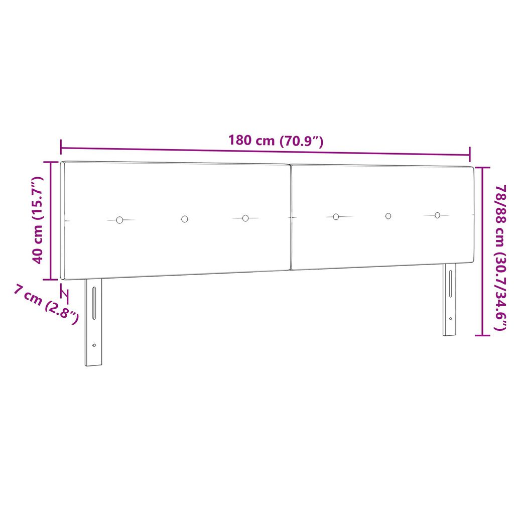 vidaXL LED Κεφαλάρι με Κουμπιά Μαύρο 90 εκ Βελούδο