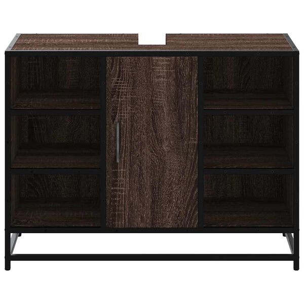 vidaXL Ντουλάπι Μπάνιου Νιπτήρα Καφέ Δρυς 80 x 33 x 60 εκ. Επεξ. Ξύλο