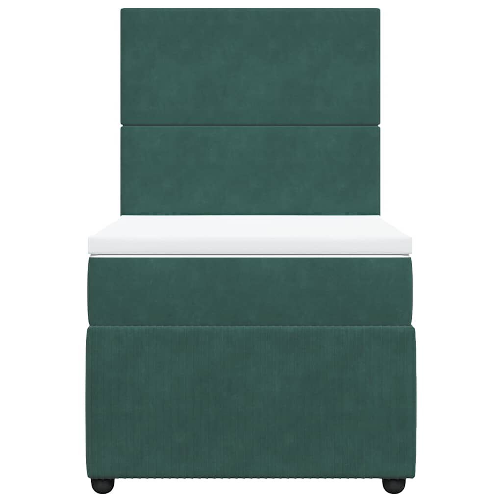vidaXL Κρεβάτι Boxspring με Στρώμα Σκούρο Πράσινο 80x200 εκ. Βελούδινο