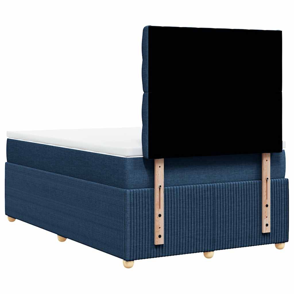 vidaXL Κρεβάτι Boxspring με Στρώμα Μπλε 120x190 εκ. Υφασμάτινο