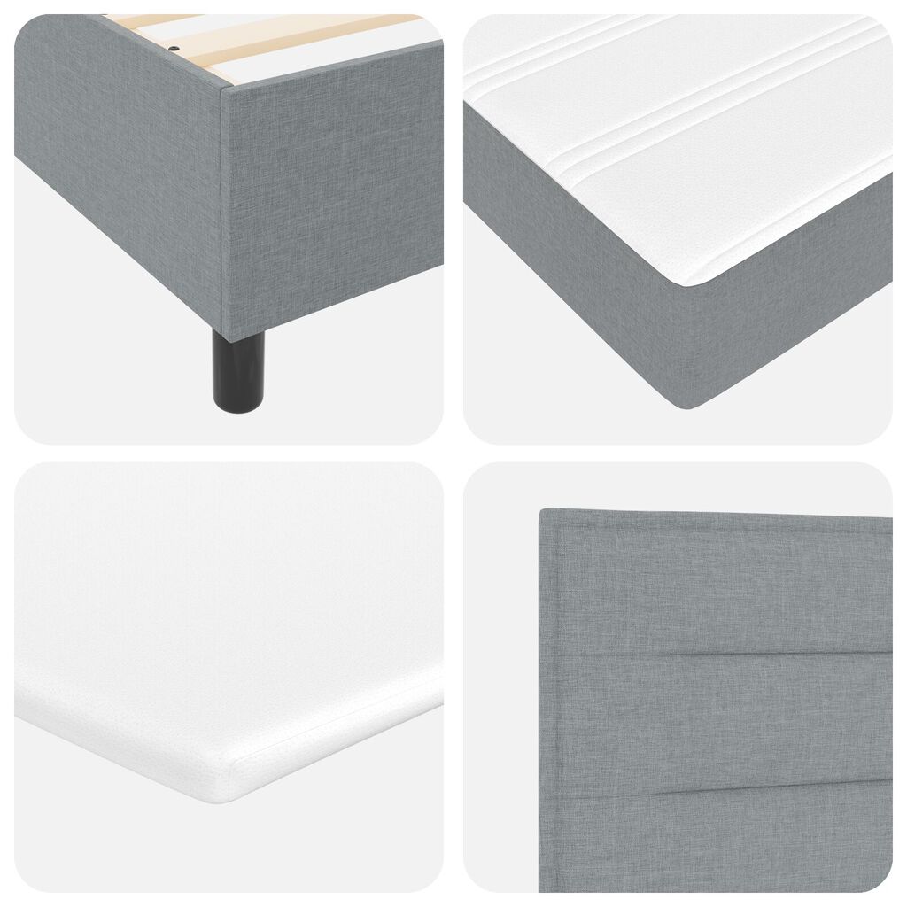 vidaXL Κρεβάτι Box Spring με Στρώμα & Πάγκο Ανοιχτό Γκρι 100x200 cm Ύφασμα