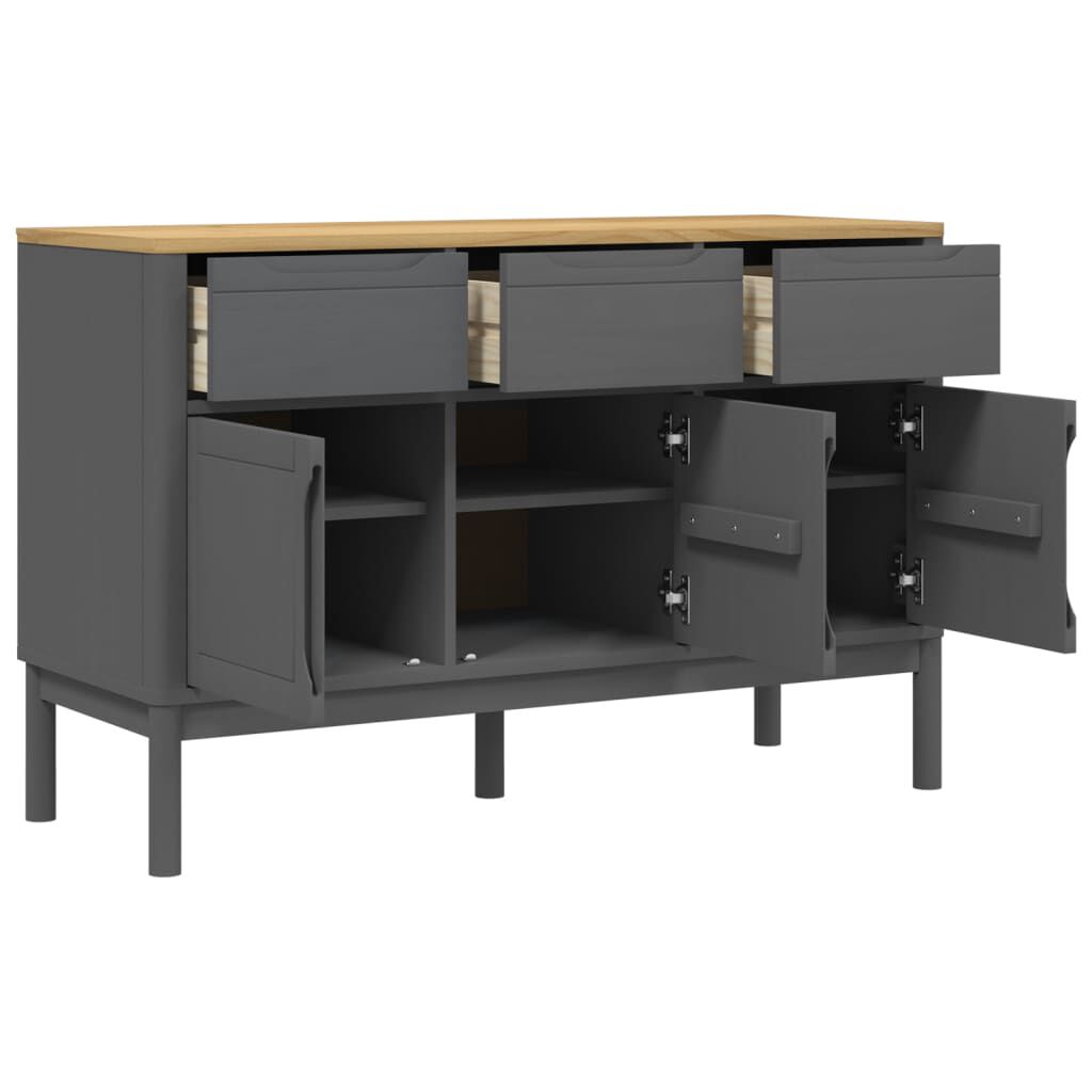 vidaXL Ντουλάπι FLORO Γκρι 114 x 43 x 74 εκ. από Μασίφ Ξύλο Πεύκου