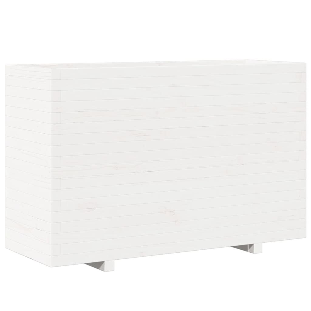 vidaXL Ζαρντινιέρα Κήπου Λευκή 110x40x72,5 εκ. από Μασίφ Ξύλο Πεύκου