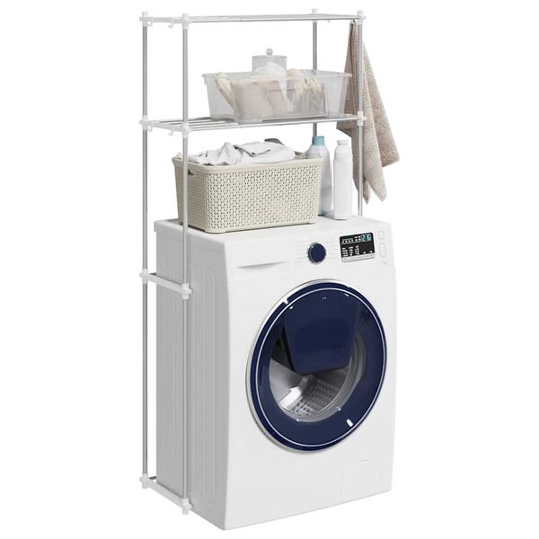 vidaXL Ράφια πλυντηρίου ρούχων Λευκό 63 x 27 x 136 εκ. Αλουμίνιο