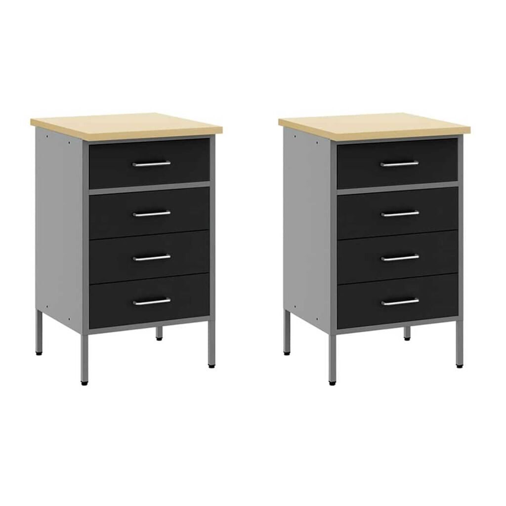 vidaXL Πάγκος εργασίας με συρτάρι 5 pcs Μαύρο 100 x 55 x 200 εκ Ατσάλι