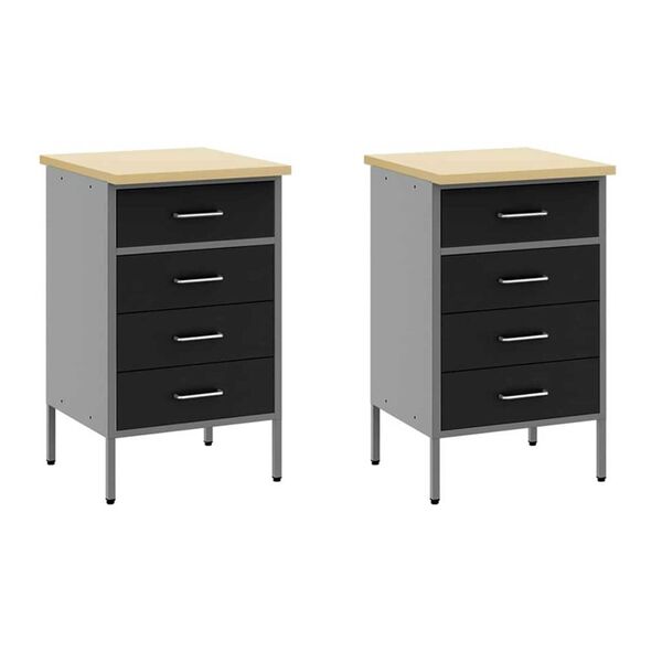 vidaXL Πάγκος εργασίας με συρτάρι 5 pcs Μαύρο 100 x 55 x 200 εκ Ατσάλι
