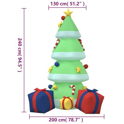 vidaXL Χριστουγεννιάτικο Δέντρο Φουσκωτό με LED 240 εκ.